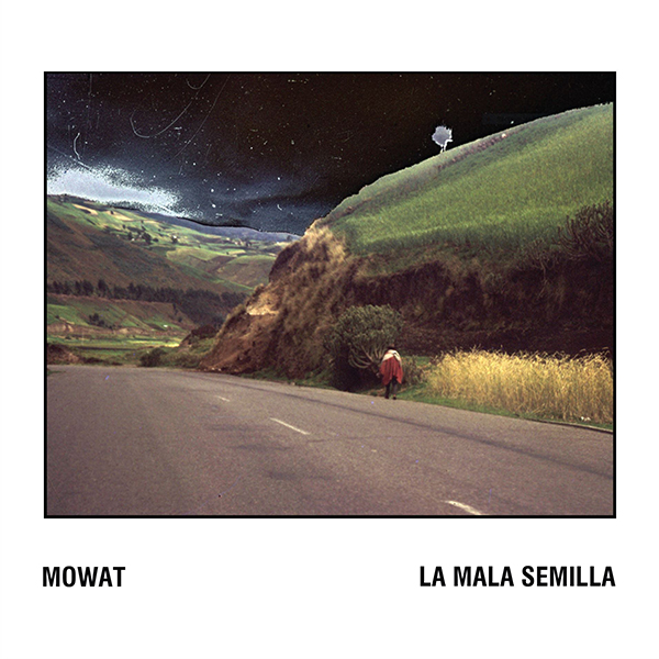 Portada album Mala Semilla, collage en el que se vé una carretera rural y alguien caminando de espaldas, el cielo está obscuro, da la impresión de noche, pero el resto de la imagen está con iluminación de día